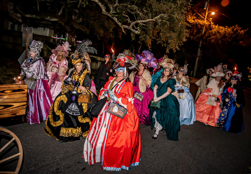 Massacre Island Secret Society Holds Mardi Gras Parade at Dauphin Island.
